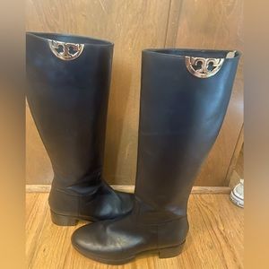 TORY BURCH KNEE HIGH SIDNEY BOOT - BLACK SIZE 7.5